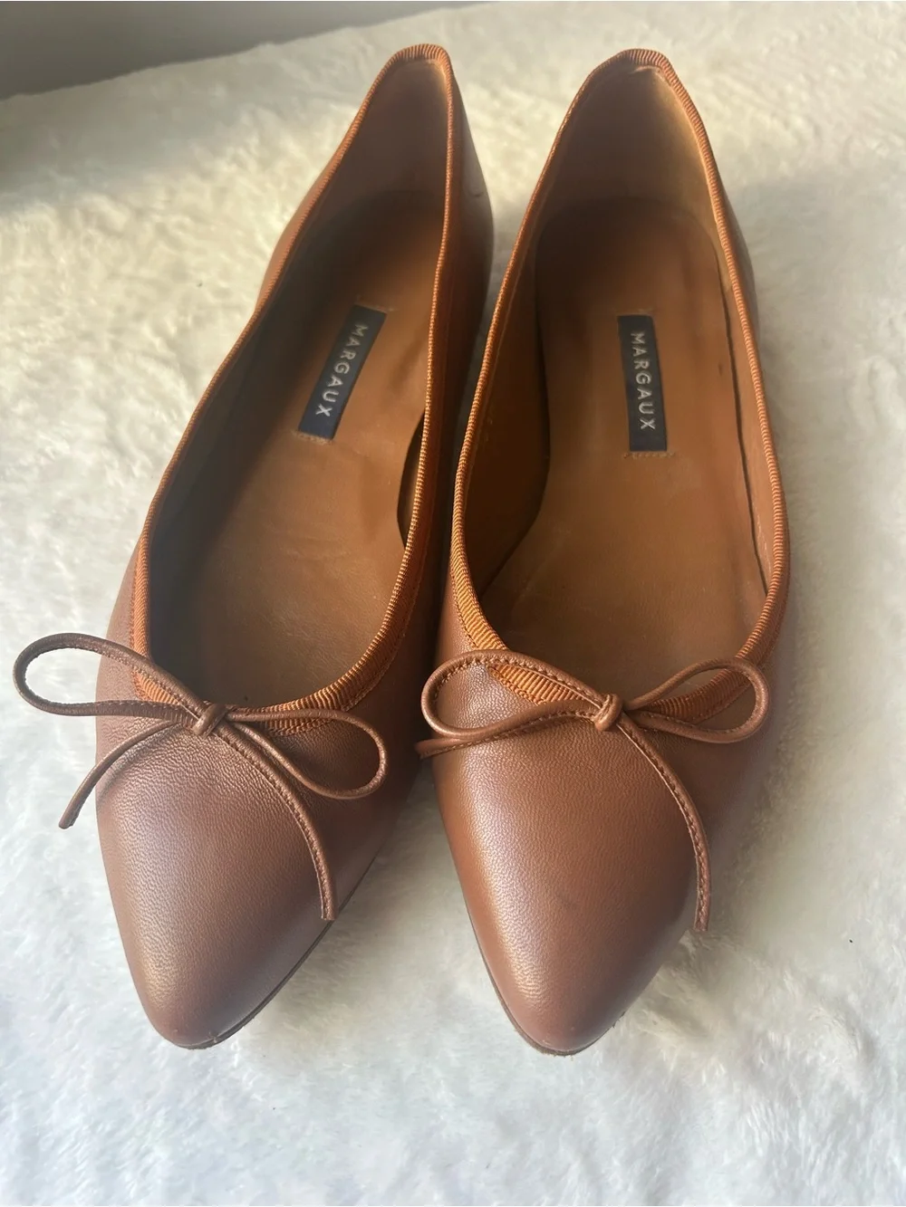 Margaux Women’s Pointed Toe Ballet Flat in Cognac  sz 381/2 M